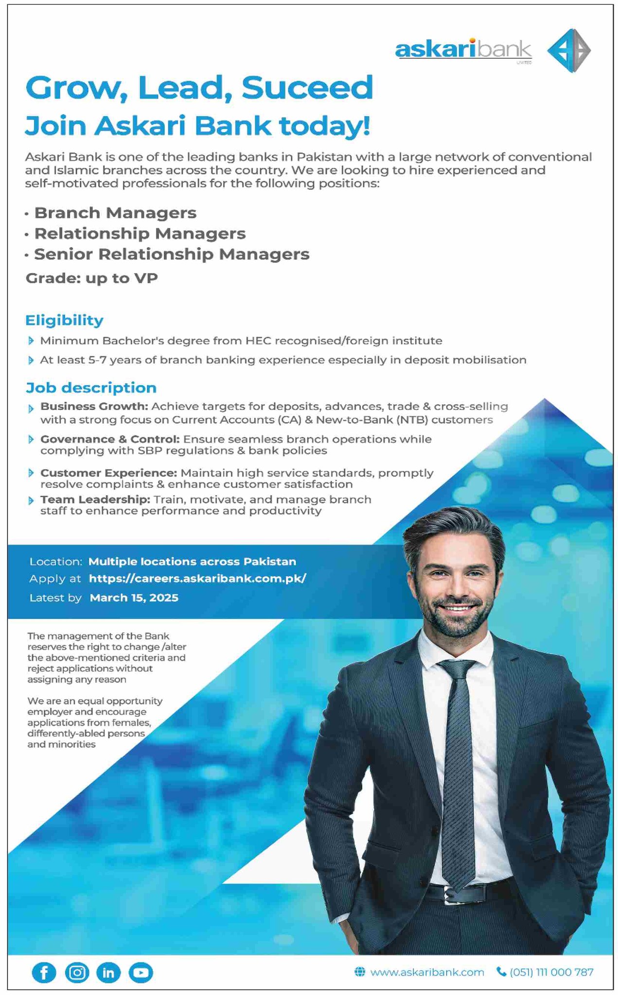 Branch Managers,Relationship Managers,Senior Relationship Managers Advertisement