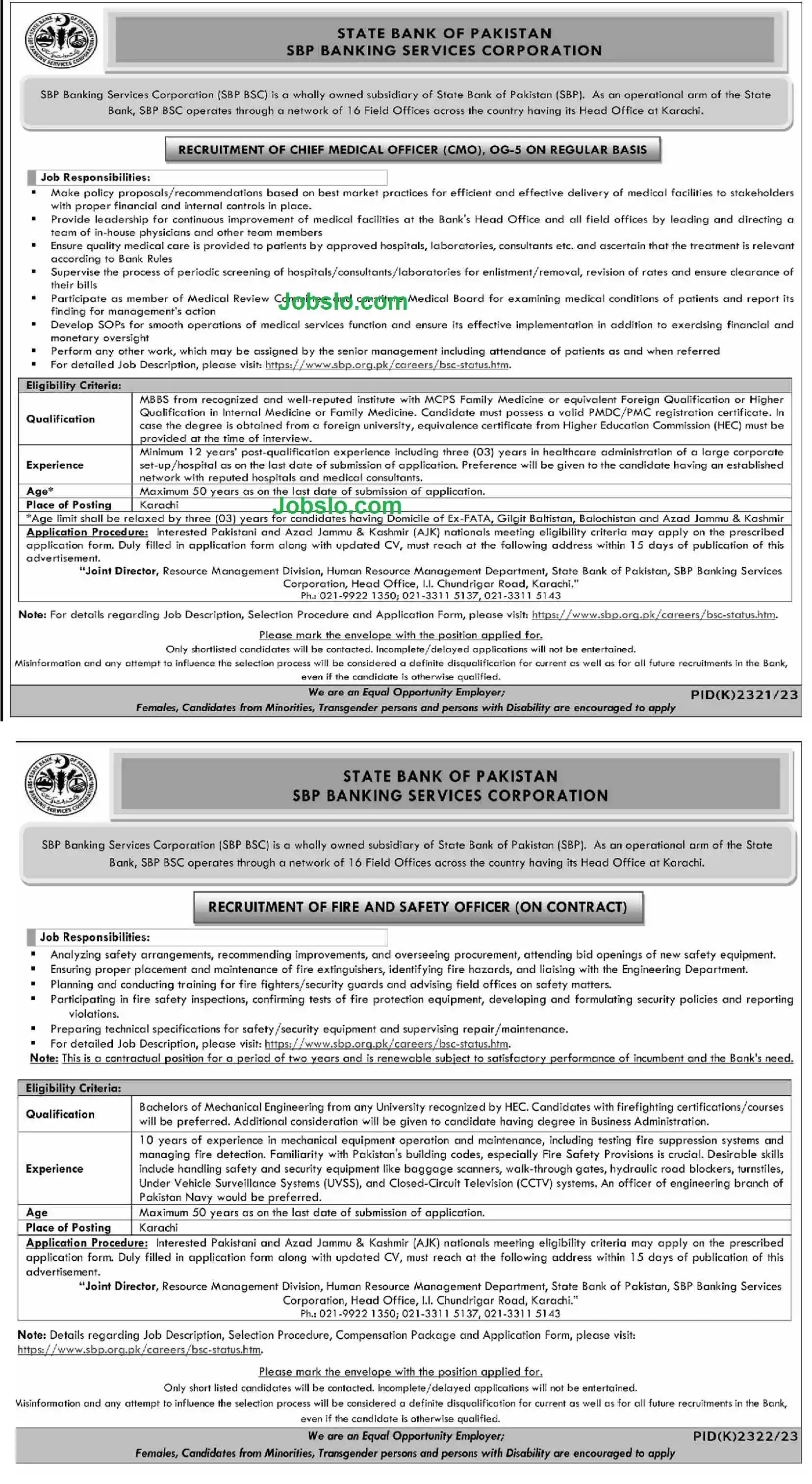 SBP Jobs 2023 State Bank of Pakistan Online Registration sbp.org.pk Advertisement