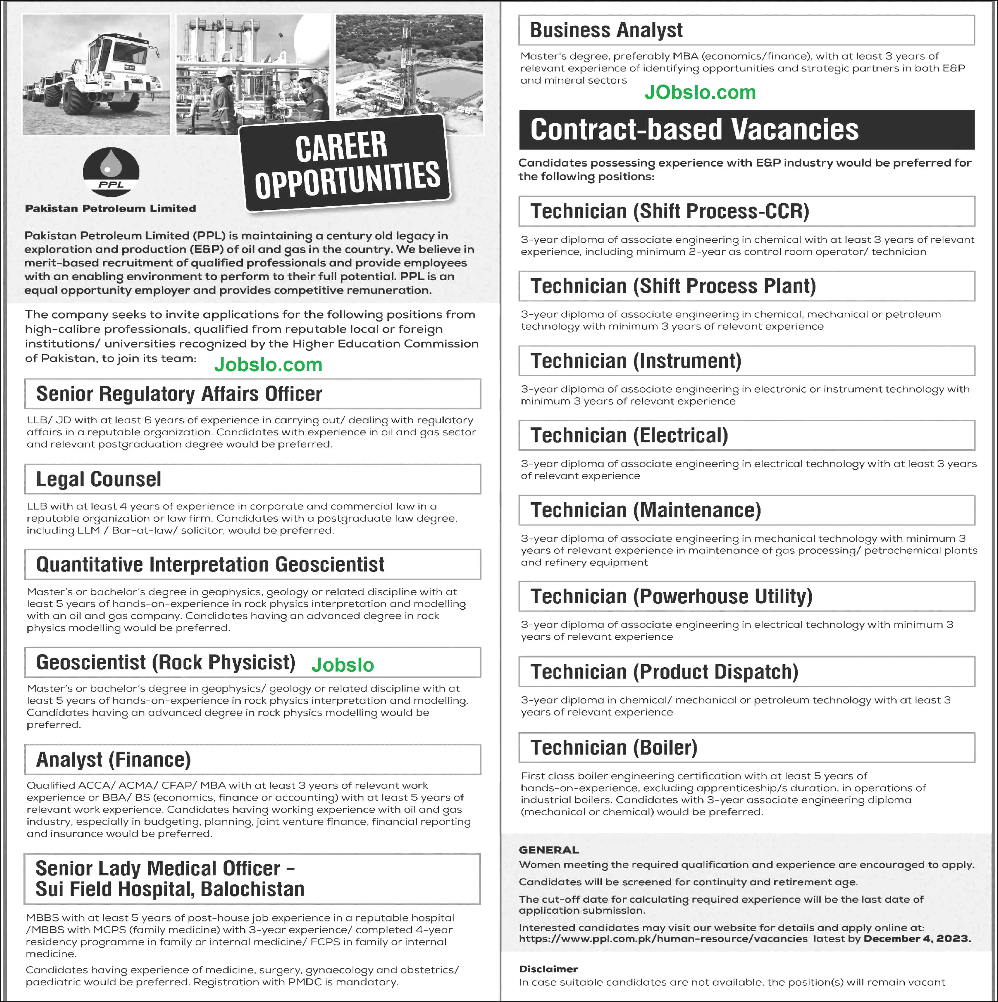 Latest  PPL Jobs 2023 - Pakistan Petroleum Limited - Apply Now Advertisement