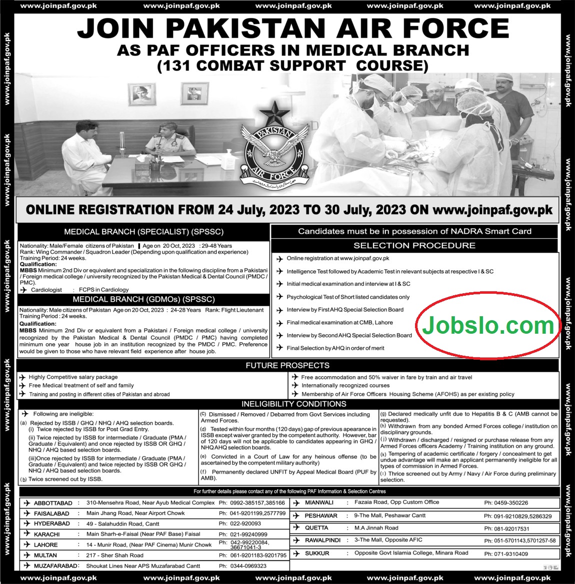 Join PAF as Doctor in 2023 - Online Registration joinpaf.gov.pk Advertisement