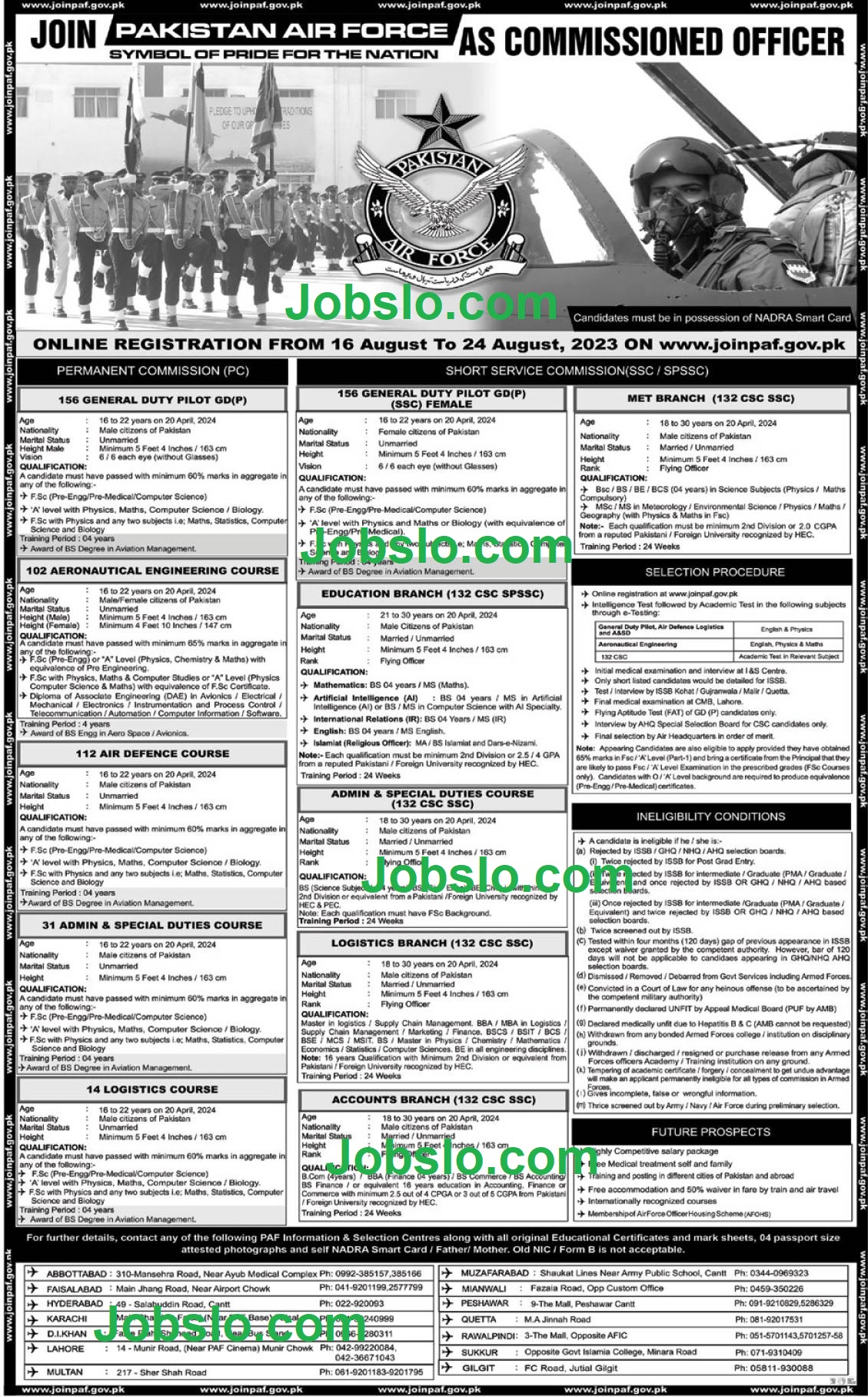 Join Pakistan Air Force as Commissioned Officer 2023 Online Registration Advertisement