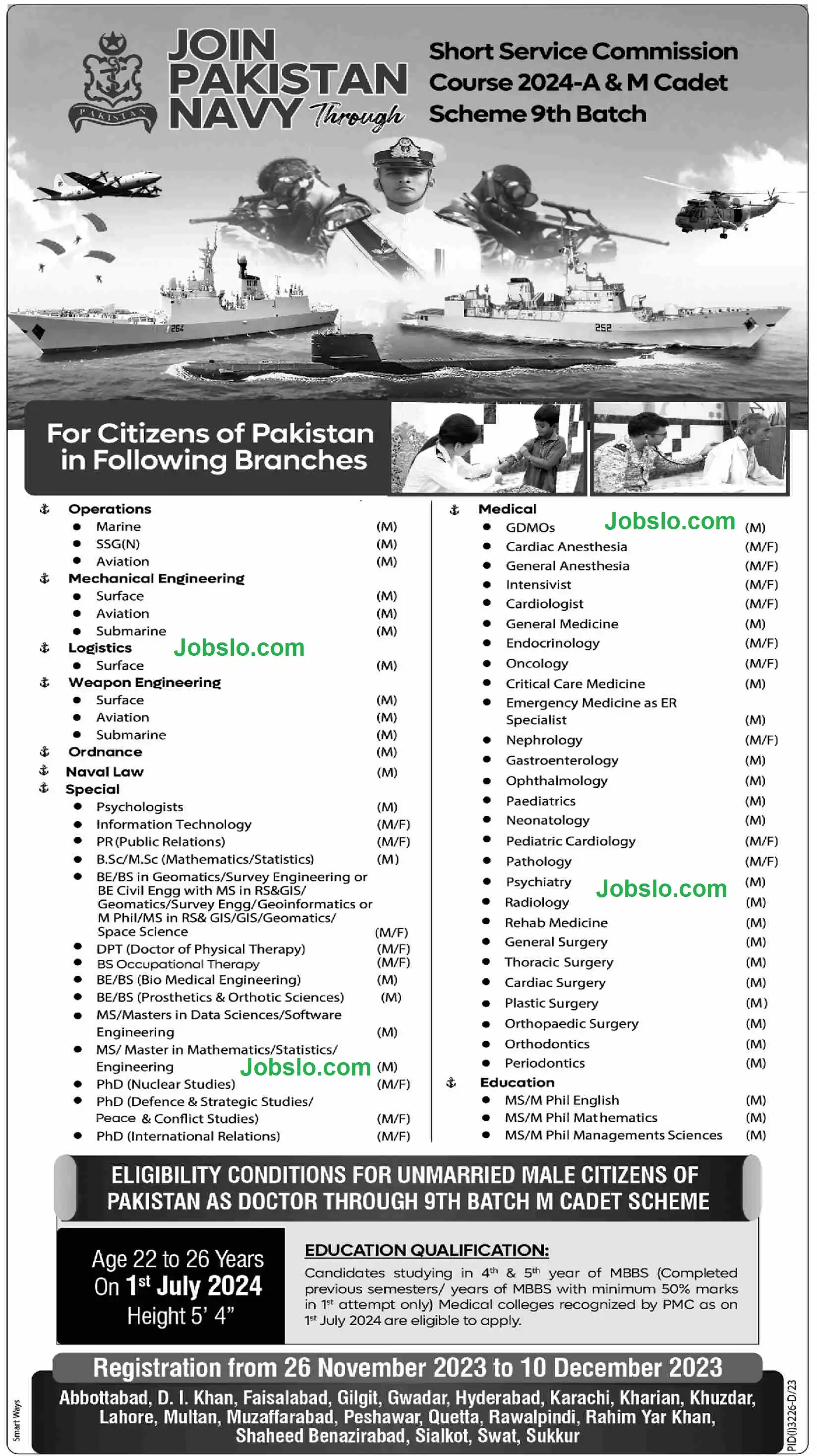 Join Pakistan Navy through SSC (Short Service Commission) - Course 2024-A Jobs Advertisement